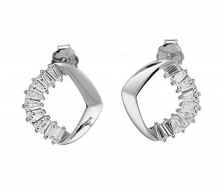 Oxzen σκουλαρίκια καρφωτά ασημένια με μπαγιέτες ζιργκόν