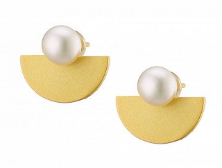 Oxzen σκουλαρίκια καρφωτά ασημένια χειροποίητα με πέρλα Majorica