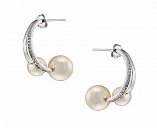 Oxzen σκουλαρίκια κρίκοι ασημένιοι με πέρλες