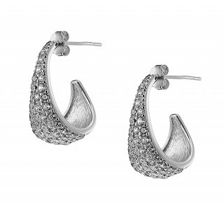 Oxzen σκουλαρίκια κρίκοι ασημένιοι φαρδύ γεμάτοι με ζιργκόν