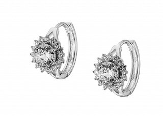 Oxzen σκουλαρίκια κρικάκια μικρά ασημένια με λευκό ζιργκόν