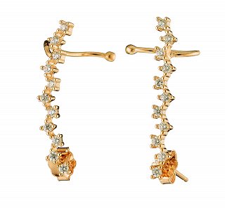 Oxzen σκουλαρίκι ασημένιο ear climber με λευκά ζιργκόν