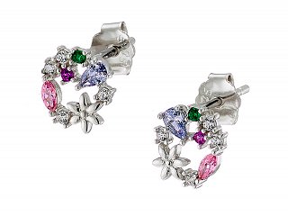 Oxzen σκουλαρίκια καρφωτά ασημένια στεφανάκι με ζιργκόν