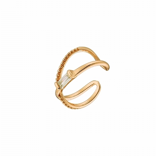 Oxzen σκουλαρίκι ασημένιο Ear Cuff με λευκό ζιργκόν