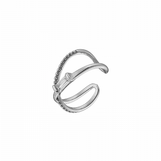 Oxzen σκουλαρίκι ασημένιο Ear Cuff με λευκό ζιργκόν