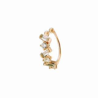 Oxzen σκουλαρίκι ασημένιο Ear Cuff με λευκά ζιργκόν