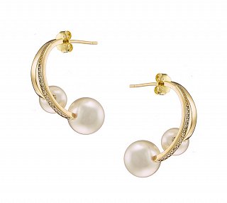 Oxzen σκουλαρίκια κρίκοι ασημένιοι με πέρλες