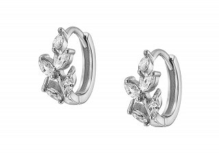 Oxzen σκουλαρίκια κρικάκια μικρά ασημένια με λευκά ζιργκόν