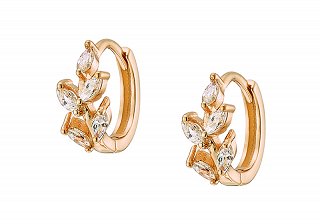 Oxzen σκουλαρίκια κρικάκια μικρά ασημένια με λευκά ζιργκόν