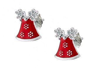 Oxzen σκουλαρίκια καρφωτά ασημένια καμπάνα χριστουγεννιάτικη