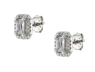 Oxzen σκουλαρίκια καρφωτά ασημένια με λευκά ζιργκόν