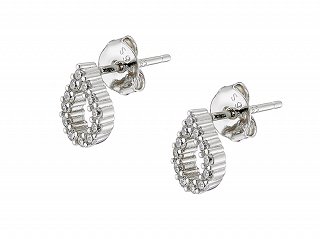 Oxzen σκουλαρίκια καρφωτά ασημένια με λευκά ζιργκόν