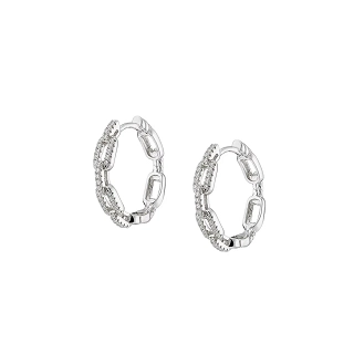 Oxzen σκουλαρίκια κρίκοι ασημένιοι με λευκά ζιργκόν