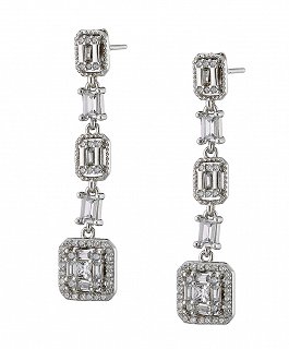 Oxzen σκουλαρίκια κρεμαστά ασημένια μακρύ γεμάτο με λευκά ζιργκόν