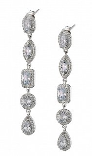 Oxzen σκουλαρίκια κρεμαστά ασημένια μακρύ γεμάτο με λευκά ζιργκόν