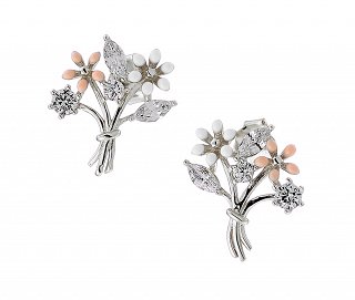 Oxzen σκουλαρίκια καρφωτά ασημένια λουλούδια με πολύχρωμες πέτρες