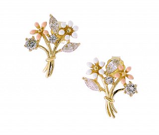 Oxzen σκουλαρίκια καρφωτά ασημένια λουλούδια με πολύχρωμες πέτρες