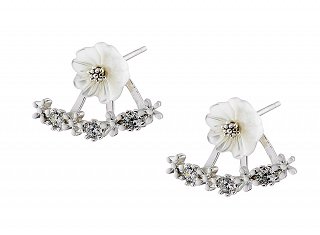 Oxzen σκουλαρίκια καρφωτά ασημένια με πολύχρωμες ορυκτές πέτρες