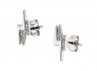 Oxzen σκουλαρίκια καρφωτά ασημένια κεραυνός με λευκά ζιργκόν