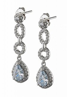 Oxzen σκουλαρίκια κρεμαστά ασημένια με λευκά ζιργκόν