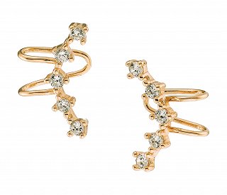 Oxzen σκουλαρίκι ασημένιο ear climber με λευκά ζιργκόν