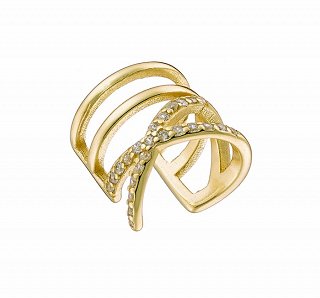 Oxzen σκουλαρίκι ασημένιο Ear Cuff με λευκά ζιργκόν