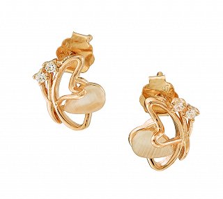 Oxzen σκουλαρίκια καρφωτά ασημένια με φίλντισι και λευκά ζιργκόν