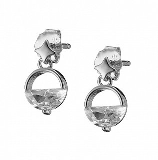 Oxzen σκουλαρίκια κρεμαστά ασημένια με λευκό ζιργκόν