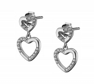 Oxzen σκουλαρίκια κρεμαστά ασημένια με καρδιά