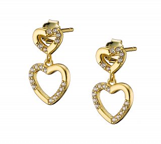 Oxzen σκουλαρίκια κρεμαστά ασημένια με καρδιά