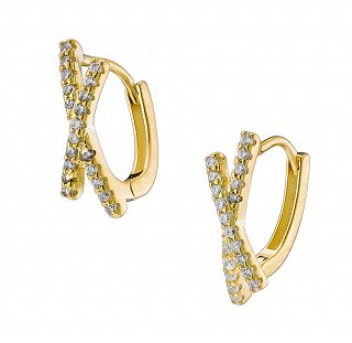 Oxzen σκουλαρίκια κρικάκια μικρά ασημένια με λευκά ζιργκόν