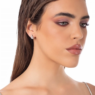 Oxzen σκουλαρίκια καρφωτά ασημένια φλόγα με ζιργκόν