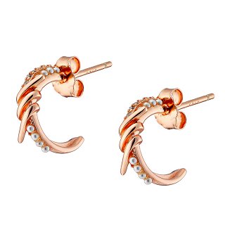 Oxzen σκουλαρίκια κρικάκια μικρά ασημένια με περλίτσες και λευκά ζιργκόν