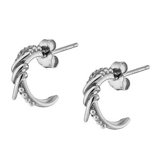 Oxzen σκουλαρίκια κρικάκια μικρά ασημένια με περλίτσες και λευκά ζιργκόν