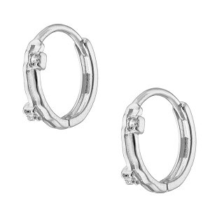 Oxzen σκουλαρίκια κρικάκια μικρά ασημένια 12 mm με ζιργκόν