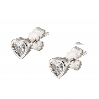 Oxzen σκουλαρίκια καρφωτά ασημένια μικρή καρδούλα με ζιργκόν