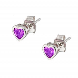 Oxzen σκουλαρίκια καρφωτά ασημένια μικρή καρδούλα με ζιργκόν