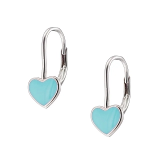 Oxzen σκουλαρίκια κρικάκια μικρά ασημένια καρδούλα με σμάλτο