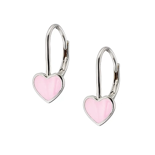 Oxzen σκουλαρίκια κρικάκια μικρά ασημένια καρδούλα με σμάλτο