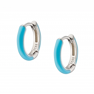 Oxzen σκουλαρίκια κρικάκια μικρά ασημένια με σμάλτο