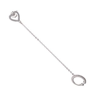 Oxzen σκουλαρίκι κρικάκι μικρό ασημένιο με καρδιά και λευκά ζιργκόν