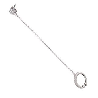 Oxzen σκουλαρίκι κρικάκι μικρό ασημένιο με μαργαρίτα και λευκά ζιργκόν