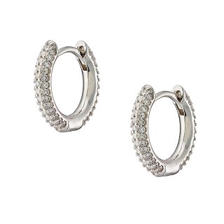 Oxzen κρικάκια ασημένια για δεύτερη τρύπα με λευκά ζιργκόν