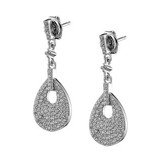 Oxzen σκουλαρίκια κρεμαστά ασημένια μακρύ με λευκά ζιργκόν