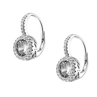 Oxzen σκουλαρίκια κρικάκια μικρά ασημένια κρεμαστά με λευκό ζιργκόν