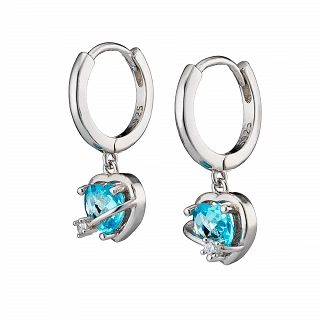 Oxzen σκουλαρίκια κρικάκια ασημένια με κρεμαστή καρδιά ζιργκόν