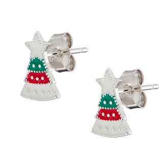 Oxzen σκουλαρίκια καρφωτά ασημένια επιπλατινωμένα χριστουγεννιάτικο δέντρο