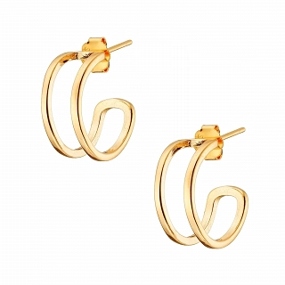 Oxzen ασημένιο σκουλαρίκι διπλός κρίκος