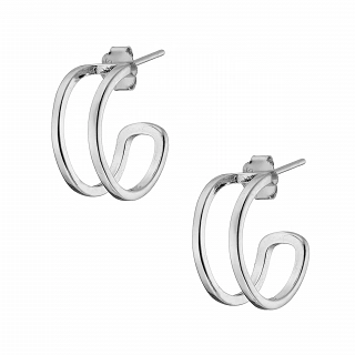 Oxzen ασημένιο σκουλαρίκι διπλός κρίκος