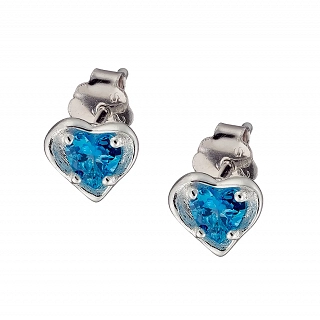 Oxzen ασημένιο σκουλαρίκι καρφωτό με καρδιά ζιργκόν